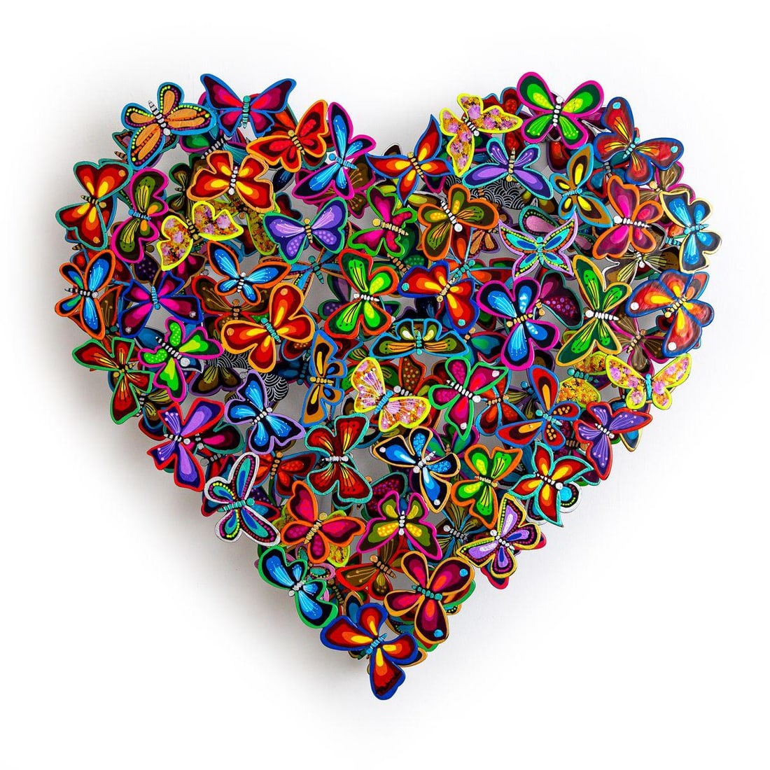 Patricia Govezensky- Original Painting on Cutout Steel "Love in Paradise (Mini Series)": Artist: Patricia Govezensky. Medium: Original Painting on Cutout Steel. Title: Love in Paradise (Mini Series). Size: 16" x 17.5". Signature: Hand Signed by the artist. Certificate of Authenticity: Is