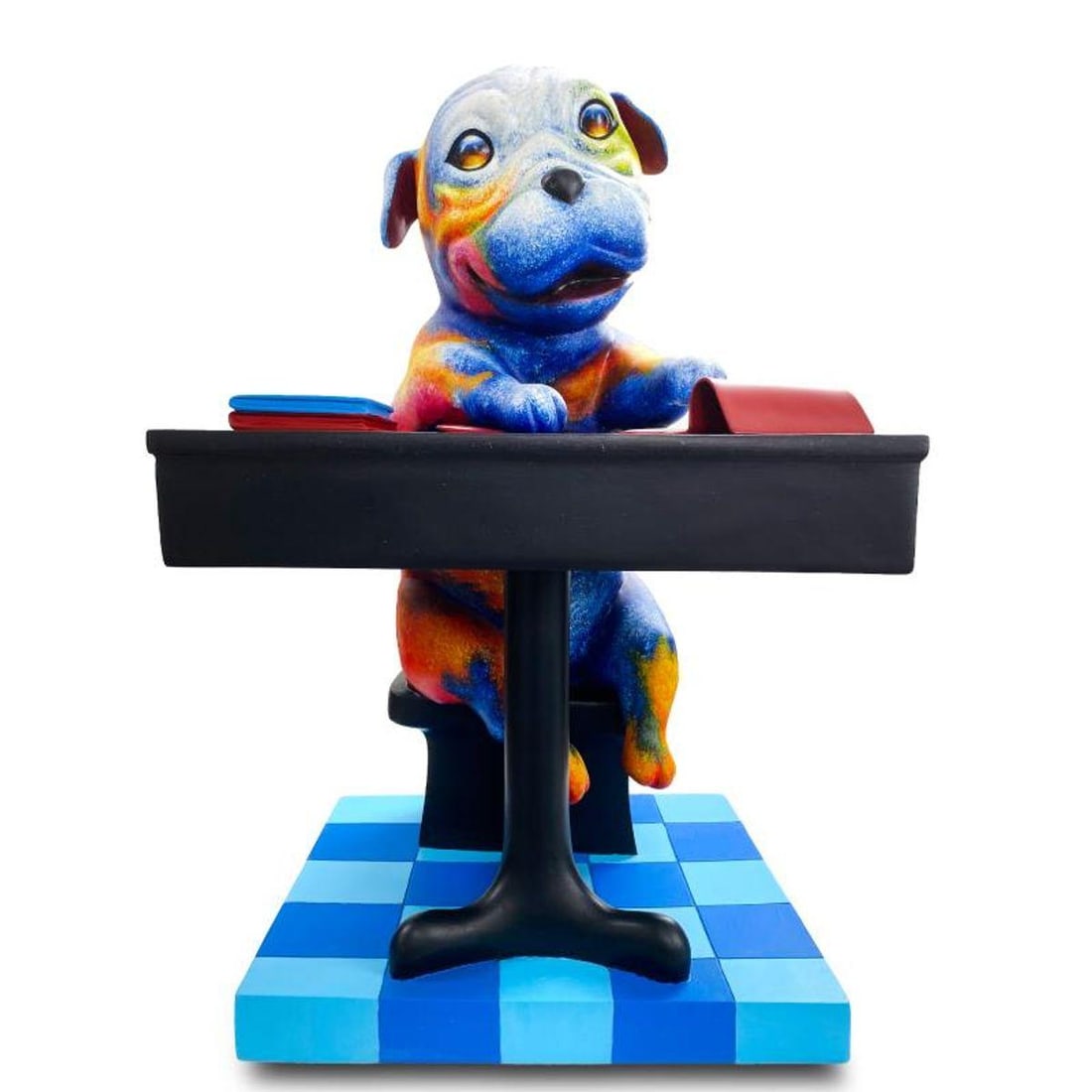 Wang, "Back to School Blues" Hand Painted Limited Edition Resin Sculpture, Numbered AP 5, Hand: Back to School Blues is a hand painted limited edition, dimensional art, resin sculpture by Wang. This piece is numbered AP 5 and hand signed in verso. Includes Letter of Authenticity. Measures