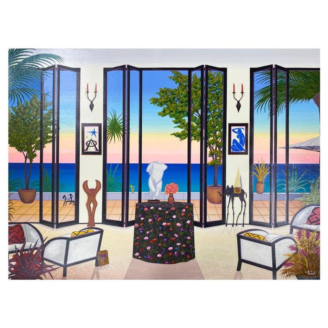 Fanch Ledan, "Interior Dalinean" Limited Edition Serigraph on Canvas, AP Numbered and Hand Signed: Interior Dalinean is a limited edition serigraph on canvas by Fanch, AP numbered inverso and hand signed by the artist. Includes Letter of Authenticity. Measures approx. 37" x 27" (image). This proof