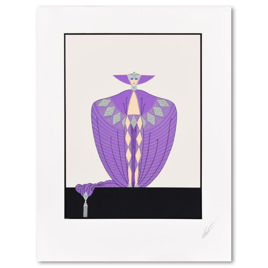 Erte (1892-1990), "La Somptueuse" Limited Edition Serigraph, Numbered 166/300 and Hand Signed with: La Somptueuse is a limited edition serigraph on paper, numbered 166/300 and hand signed by Erte (1892-1990). Includes Letter of Authenticity. Measures approx. 21" x 28" (border), 14.5" x 20" (image).