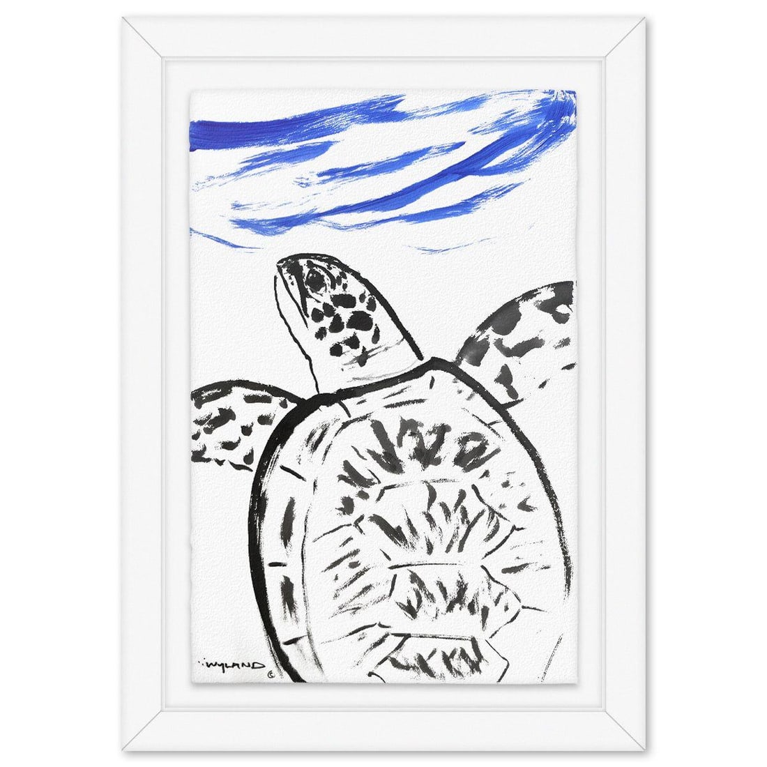 Wyland- Original Sumi Ink Painting "Turtle": Artist: Wyland. Medium: Original Sumi Ink Painting. Title: Turtle. Size: 40" x 26". Measures approx. 49" x 35" (framed). Signature: Hand signed by the artist. Certificate of Authenticity: Is included.