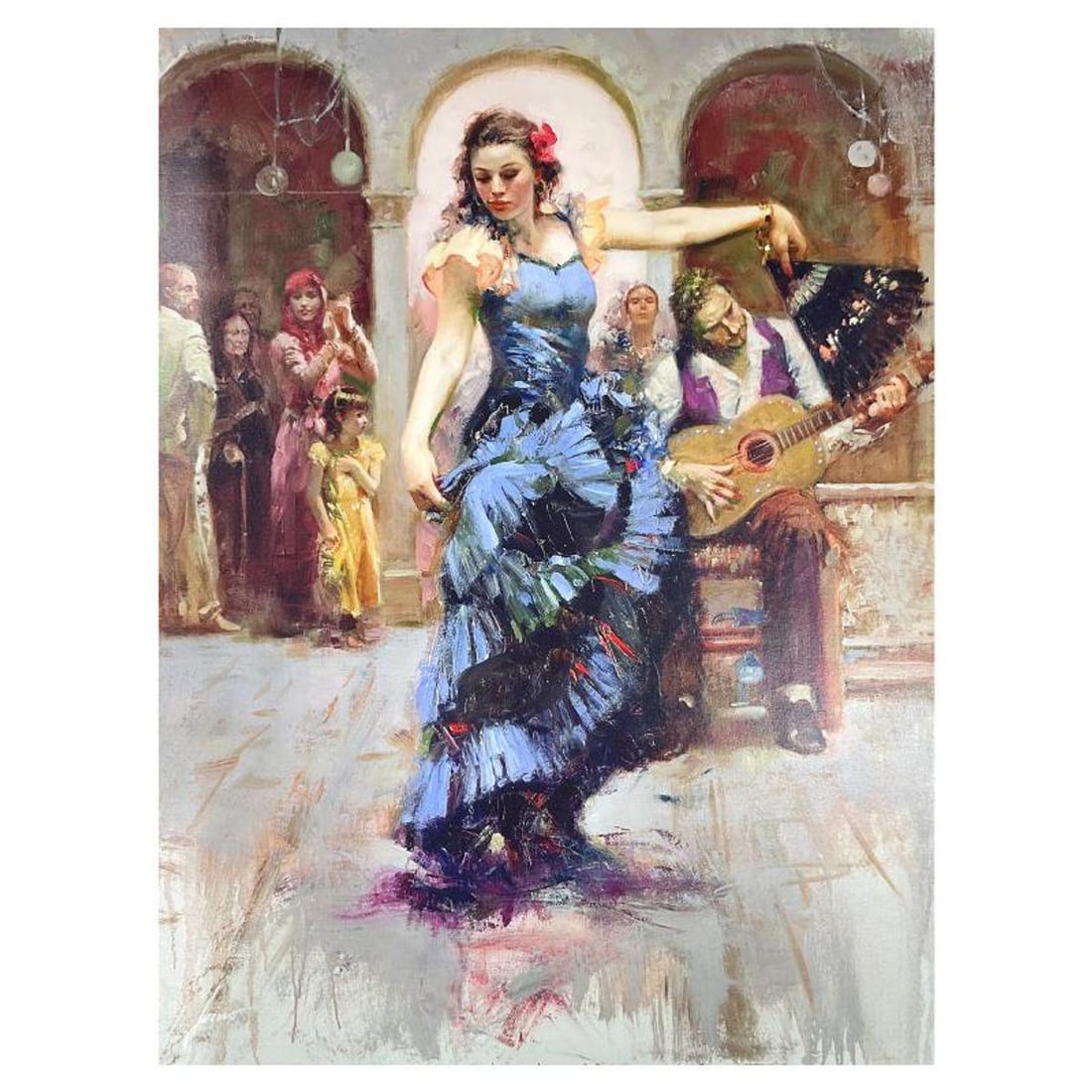 Pino (1939-2010) "Dancing at Dusk" Limited Edition on Canvas, Numbered and Hand Signed with: Dancing at Dusk is a limited edition giclee on canvas by Pino (1939-2010), numbered and hand signed by the artist. Includes Certificate of Authenticity. Measures approx. 40" x 30" (image). Reference#: