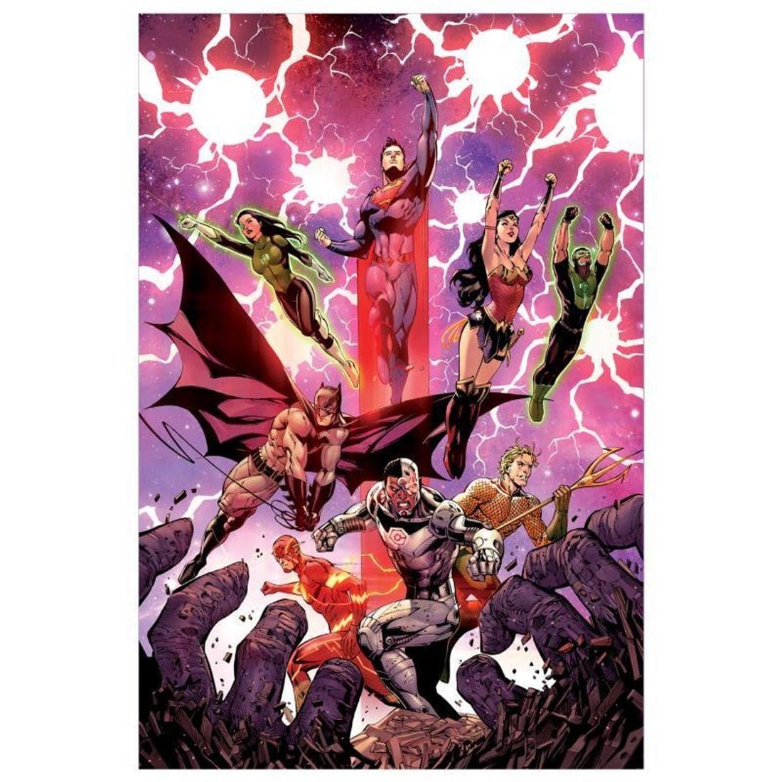 DC Comics, "Justice League #3" Numbered Limited Edition Giclee on Canvas by Tony S Daniel with COA.: Justice League #3 is a limited edition giclee on canvas featuring art by Tony S Daniel from the 2016 comic. This piece comes gallery wrapped and includes a certificate of authenticity. Measures approx