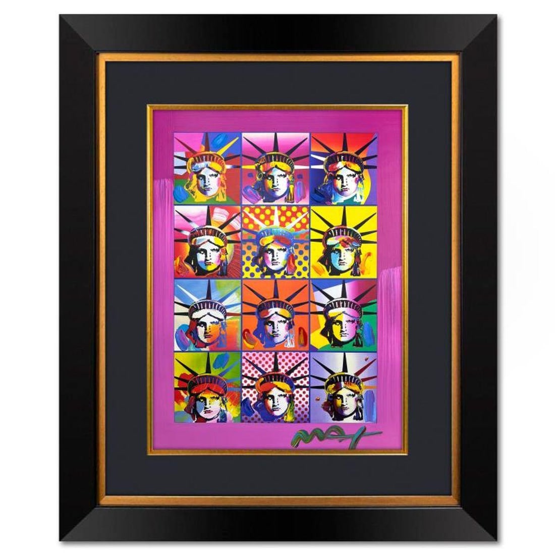 Peter Max, "Liberty & Justice" Framed One-of-a-Kind Mixed Media, Hand Signed with Registration (1 of 2)