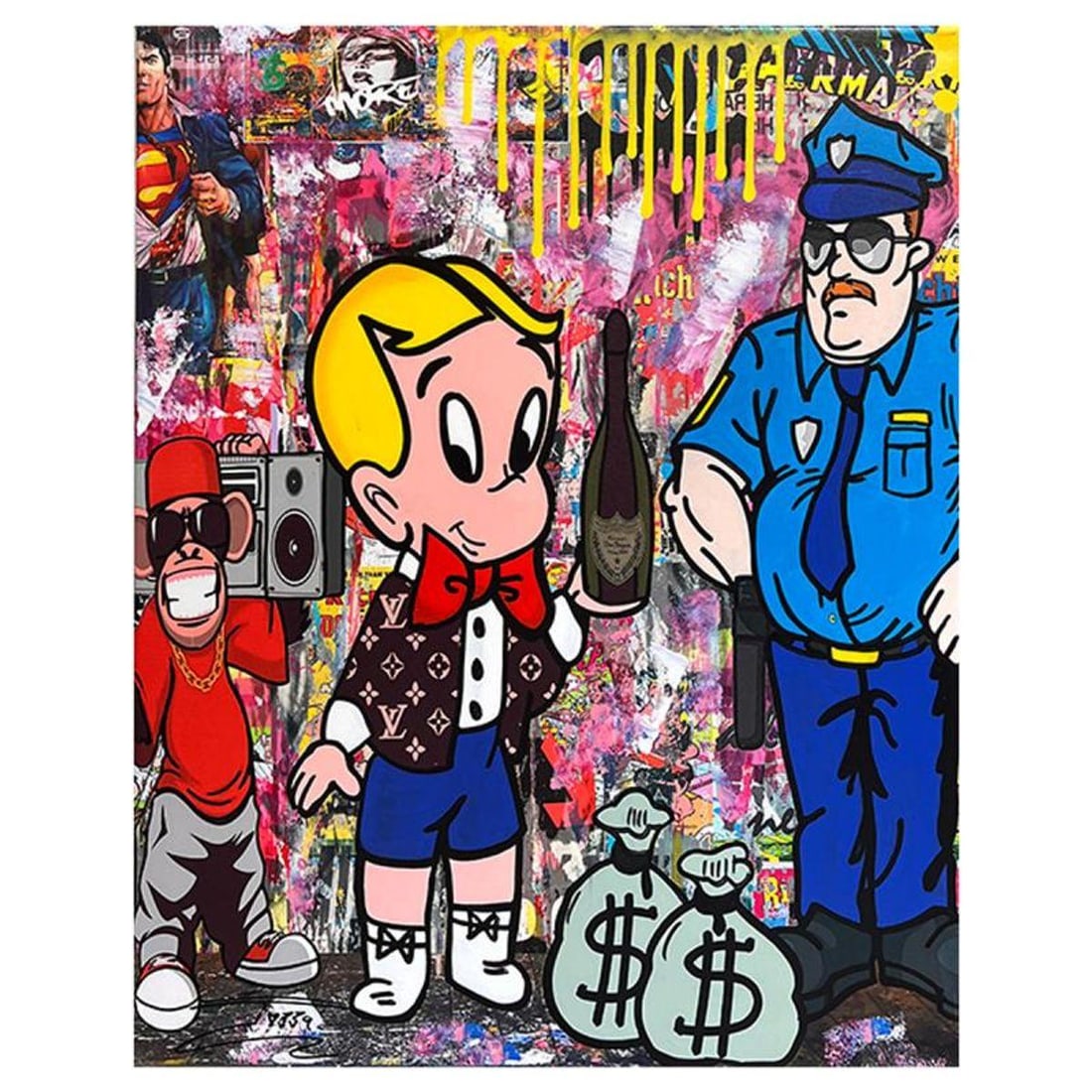 Jozza, "Celebration" Unique Mixed Media on Canvas, Hand Signed with Letter of Authenticity. (1 of 1)