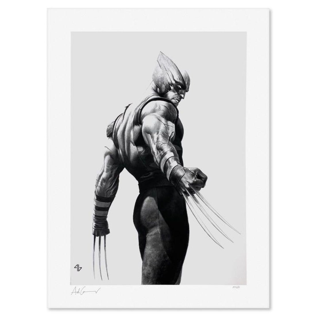 Marvel Comics & Adi Granov, "Wolverine - Black & White Variant" Limited Edition, PP Numbered 3/4 and: Wolverine - Black & White Variant is a limited edition giclee on paper from Marvel Comics and Adi Granov, PP numbered 3/4 and bearing the authorized signature of the artist. Includes Letter of Authent