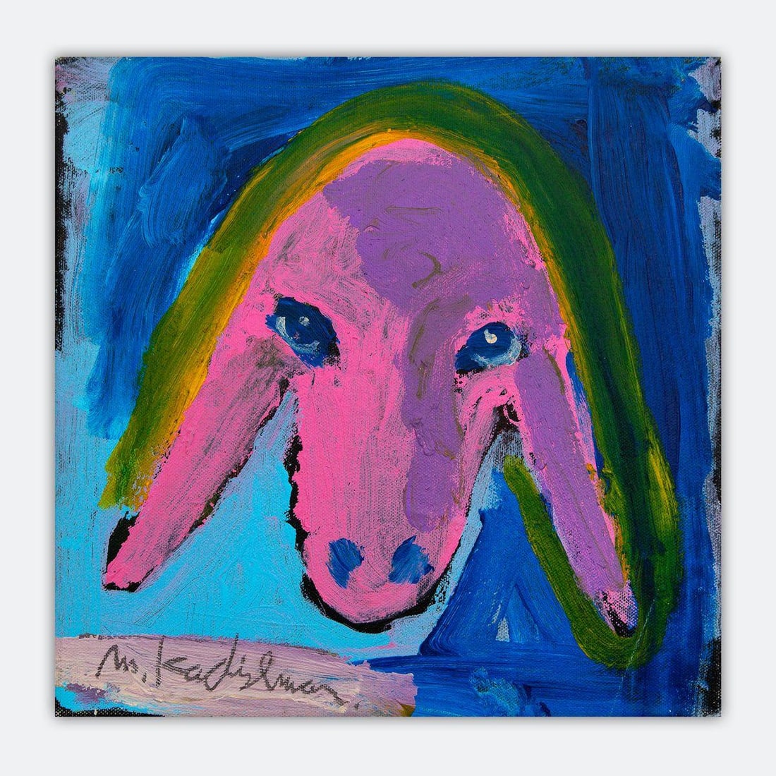 Menashe Kadishman- Original Acrylic on Canvas "Untitled": Artist: Menashe Kadishman. Medium: Original Acrylic on Canvas. Title: Untitled. Size: 12" x 12". Signature: Hand Signed by the artist. Certificate of Authenticity: Is included. Additional: Stretched