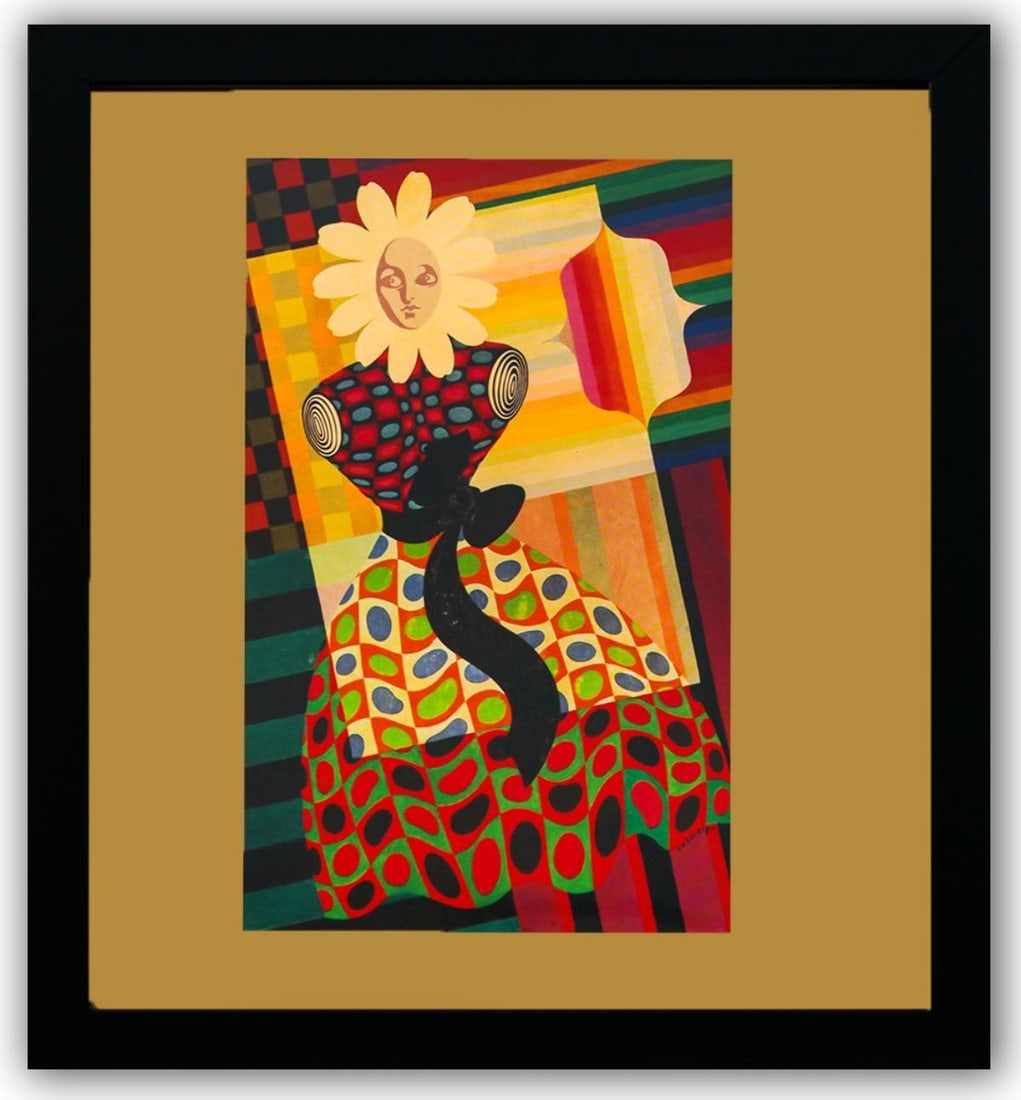 Victor Vasarely- Heliogravure Print "Untitled": Artist: Victor Vasarely. Medium: Heliogravure Print. Title: Untitled. Size: 11" x 10". Measures approx. 13" x 12" (framed). Additional: Custom Framed. Reference#: 21546.