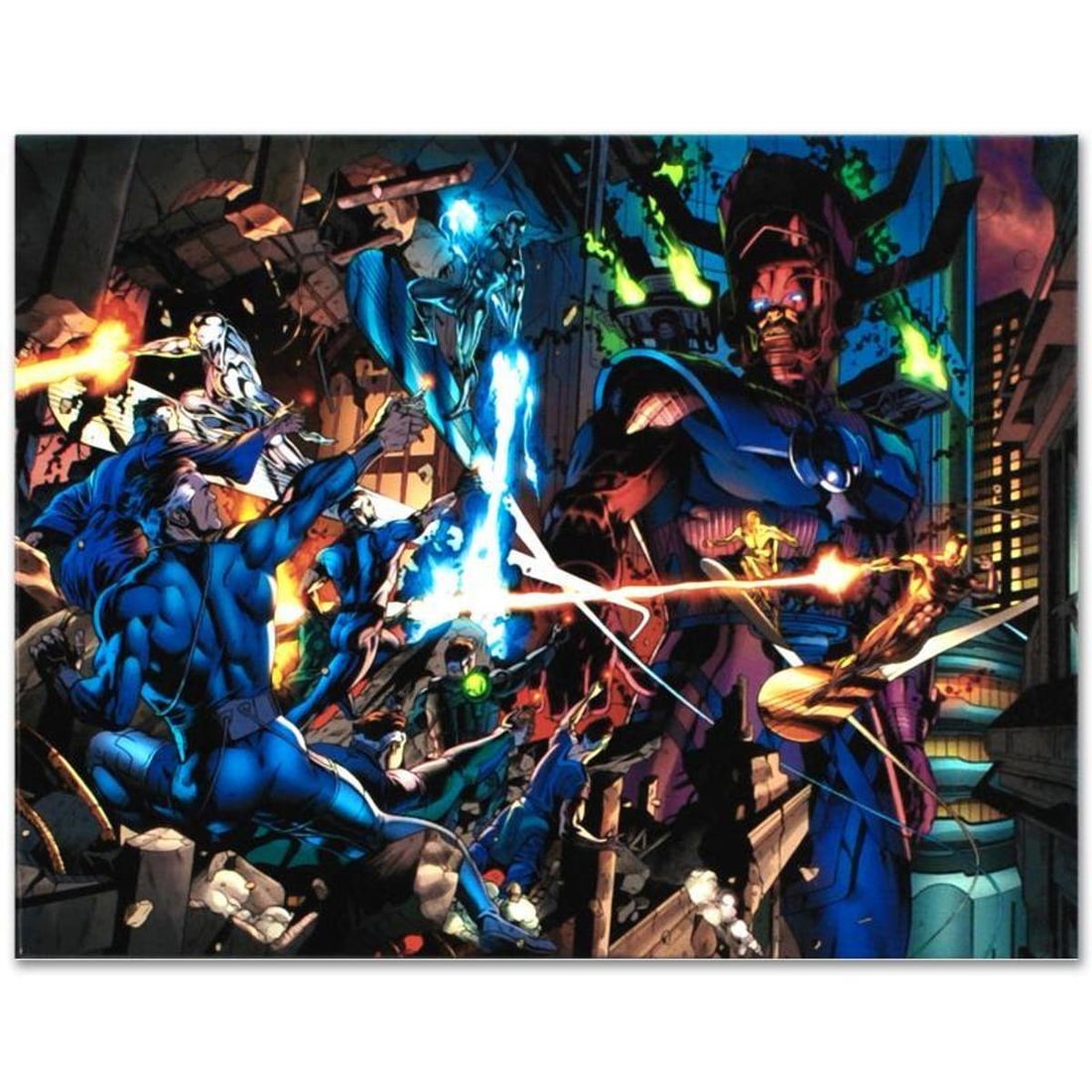 Marvel Comics "Fantastic Four #571" Numbered Limited Edition Giclee on Canvas by Dale Eaglesham with: A piece of comic book history, this limited edition, from original art by Dale Eaglesham, depicts an action packed scene featuring the Fantastic Four. Dale Eaglesham is known for his work on titles li