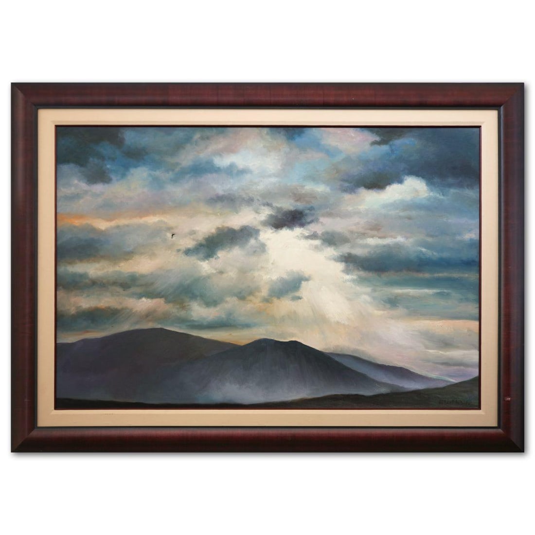 Robert White-: Artist: Robert White. Size: 60" x 40". Measures approx. 52" x 72" (framed). Additional: Minor damages to the frame.. Reference#: 74550.