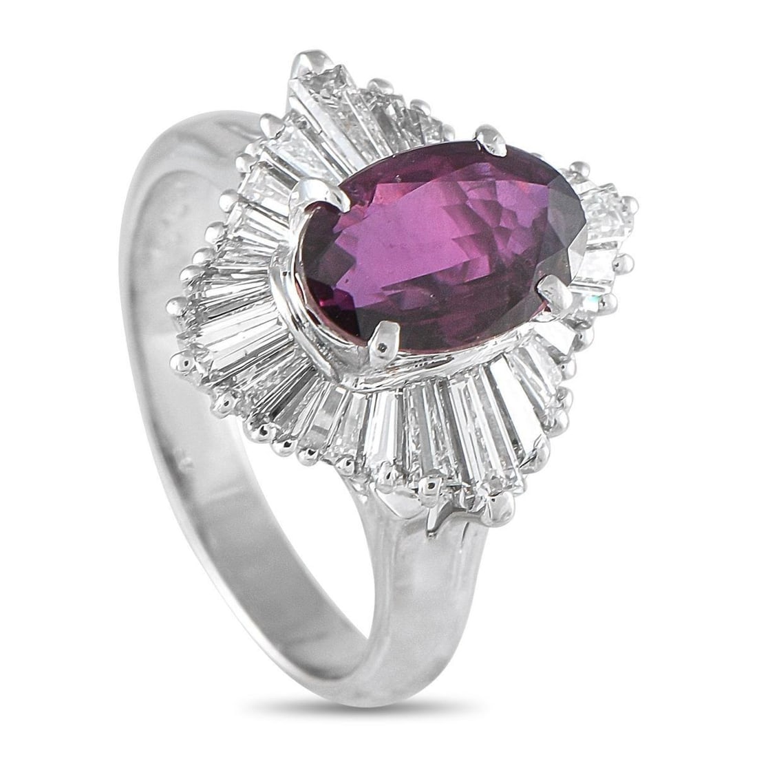 PLATINUM 1.26CT DIAMOND AND PURPLE SAPPHIRE RING (1 of 4)