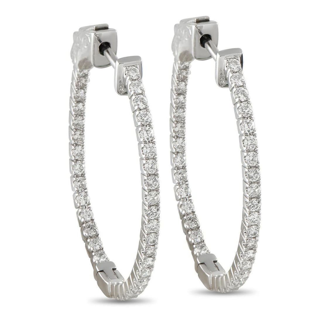 14K WHITE GOLD 1.07CT DIAMOND INSIDE-OUT HOOP EARRINGS (1 of 4)