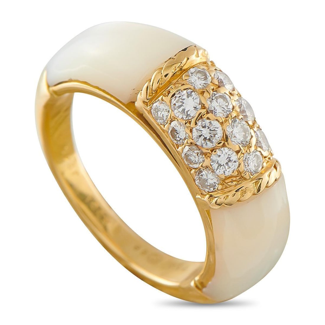 VAN CLEEF & ARPELS PHILIPPINE 18K YELLOW GOLD DIAMOND AND MOTHER OF PEARL RING (1 of 6)