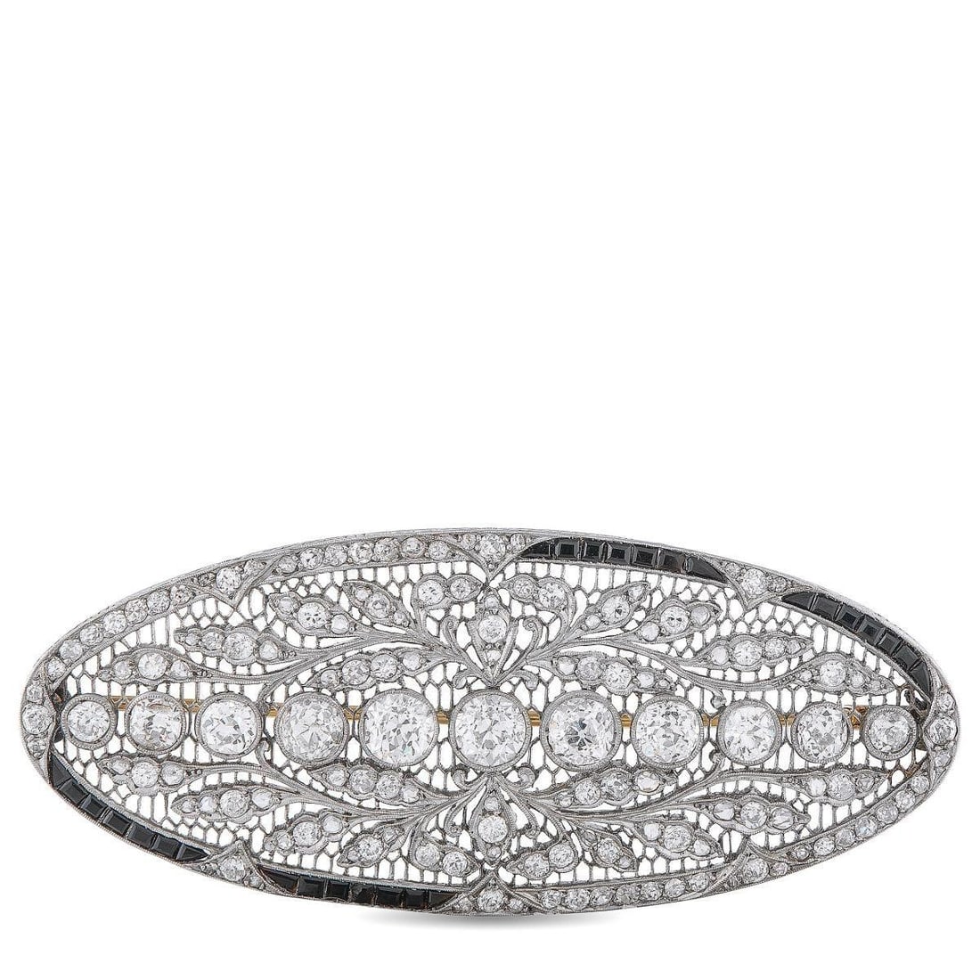 PLATINUM 7.85CT DIAMOND AND SAPPHIRE BROOCH (1 of 3)