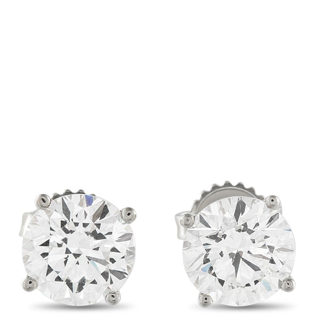 14K WHITE GOLD 4.0CT LAB-GROWN DIAMOND STUD EARRINGS: These elegant solitaire earrings will add the perfect touch of sparkle to any outfit. A simple 4-prong 14K White Gold setting beautifully showcases the round brilliant Lab Grown Diamonds with a total