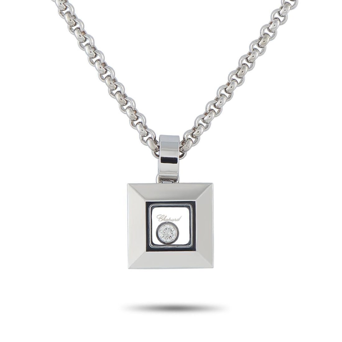 CHOPARD HAPPY DIAMONDS 18K WHITE GOLD DIAMOND PENDANT NECKLACE (1 of 6)