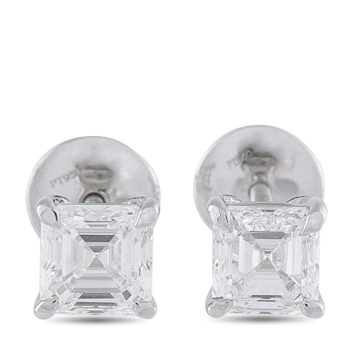 PLATINUM 2.0CT DIAMOND SOLITAIRE EARRINGS: These square-cut Diamond solitaire earrings will complement any ensemble. GIA-Certified Diamonds totaling 2.0 carats with E color and VS1 clarity within simple Platinum settings make them instantly ey