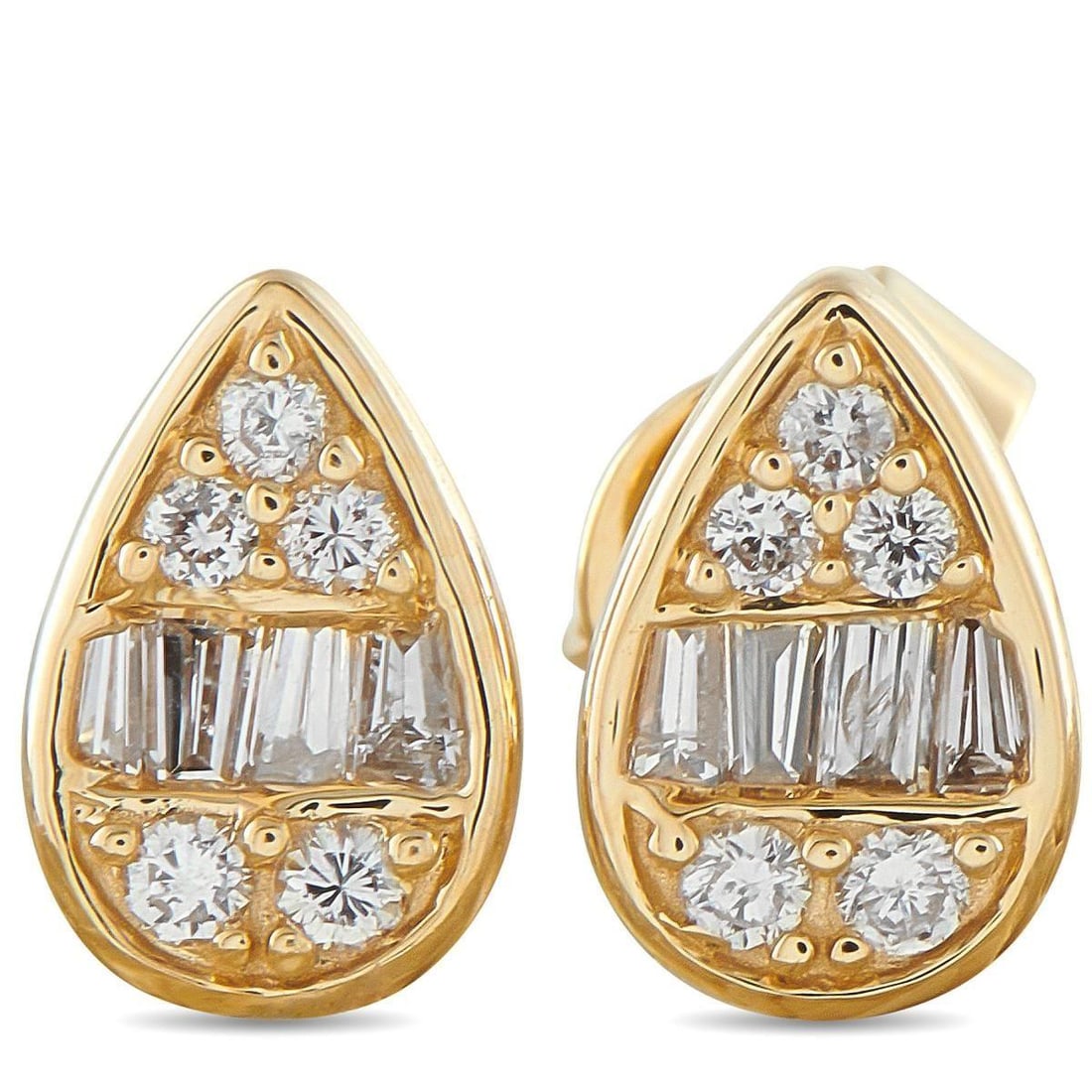 14K YELLOW GOLD 0.35CT DIAMOND CLUSTER PEAR STUD EARRINGS: A teardrop shaped design makes these luxury earrings incredibly elegant. Crafted from 14K Yellow Gold, a creative arrangement of Diamonds totaling 0.35 carats make a statement at the center. Each earr