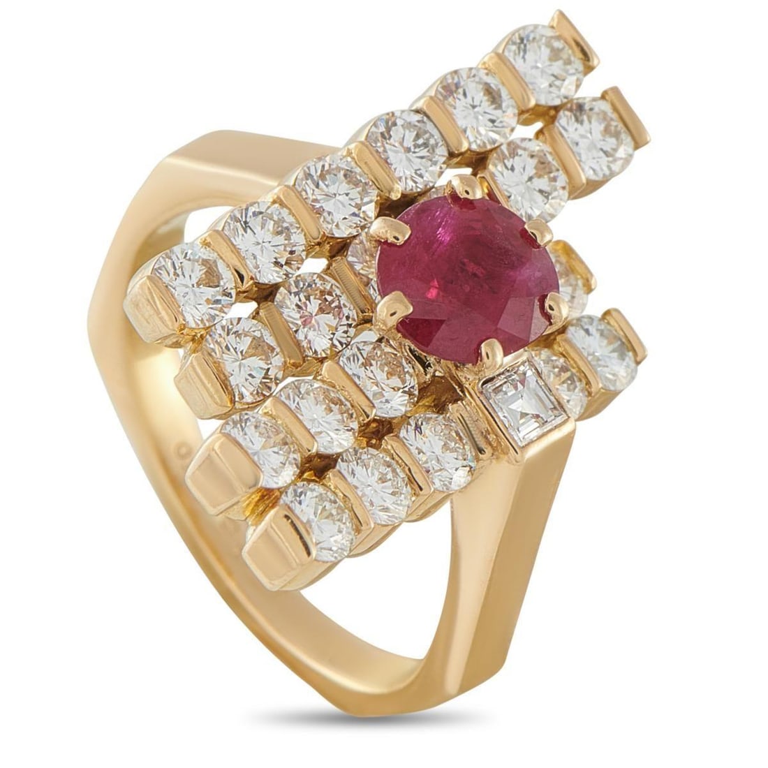 FRED OF PARIS 18K YELLOW GOLD 1.95CT DIAMOND AND RUBY RING (1 of 6)
