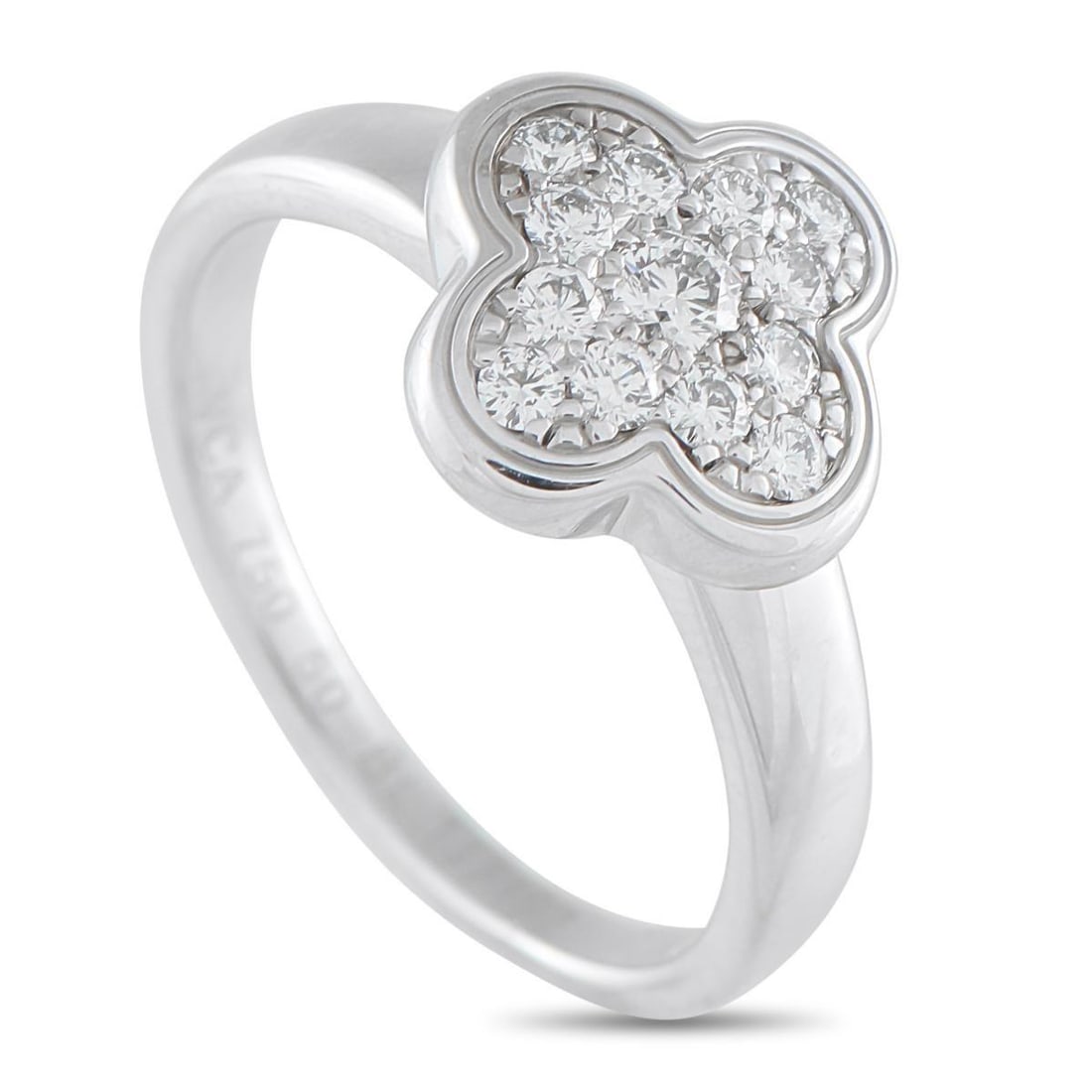 VAN CLEEF & ARPELS PURE ALHAMBRA 18K WHITE GOLD DIAMOND RING (1 of 5)