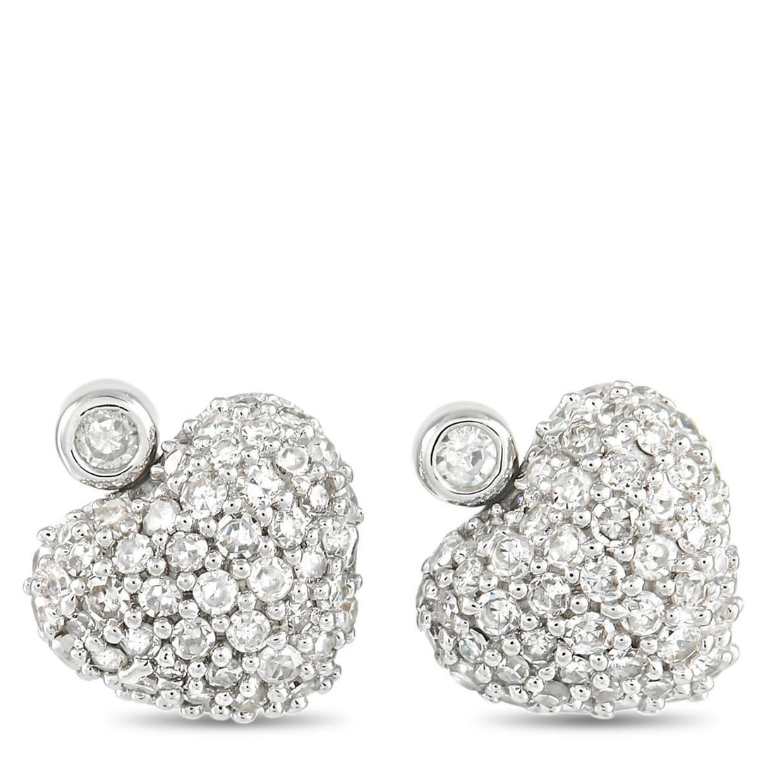 14K WHITE GOLD 0.25 CT DIAMOND HEART EARRINGS (1 of 3)