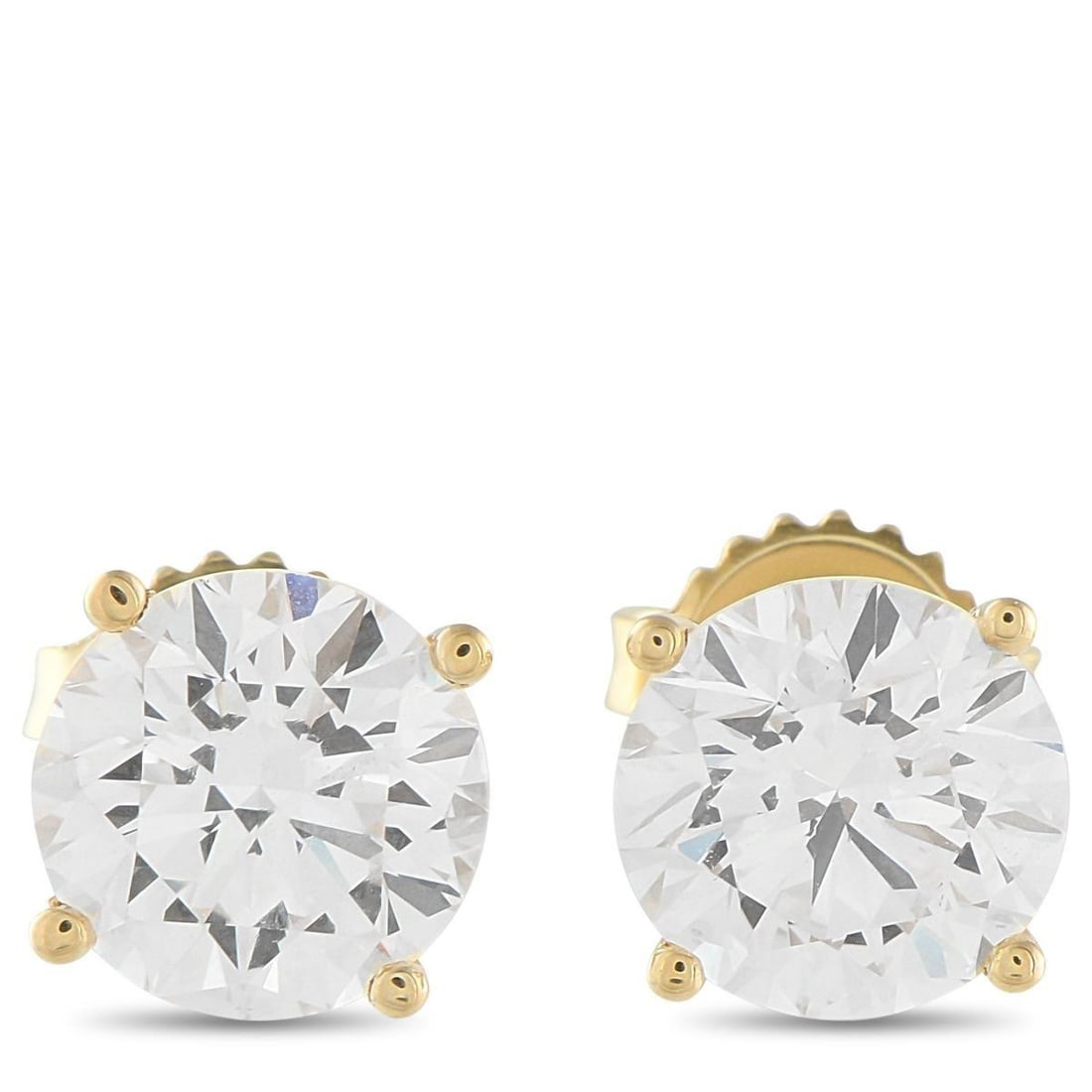 14K YELLOW GOLD 4.10 CT LAB-GROWN DIAMOND STUD EARRINGS: If youve been waiting for a stud that feels substantial without tipping into overstatement, this pair is it. An pair, these studs feature near colorless, VVS-VS round brilliant lab-grown diamonds