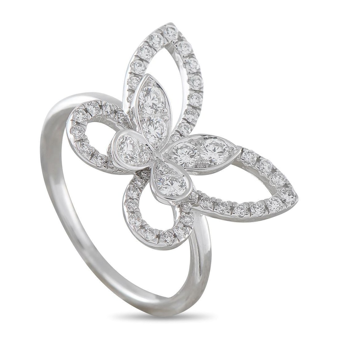 GRAFF 18K WHITE GOLD 0.40CT DIAMOND BUTTERFLY SILHOUETTE RING (1 of 5)
