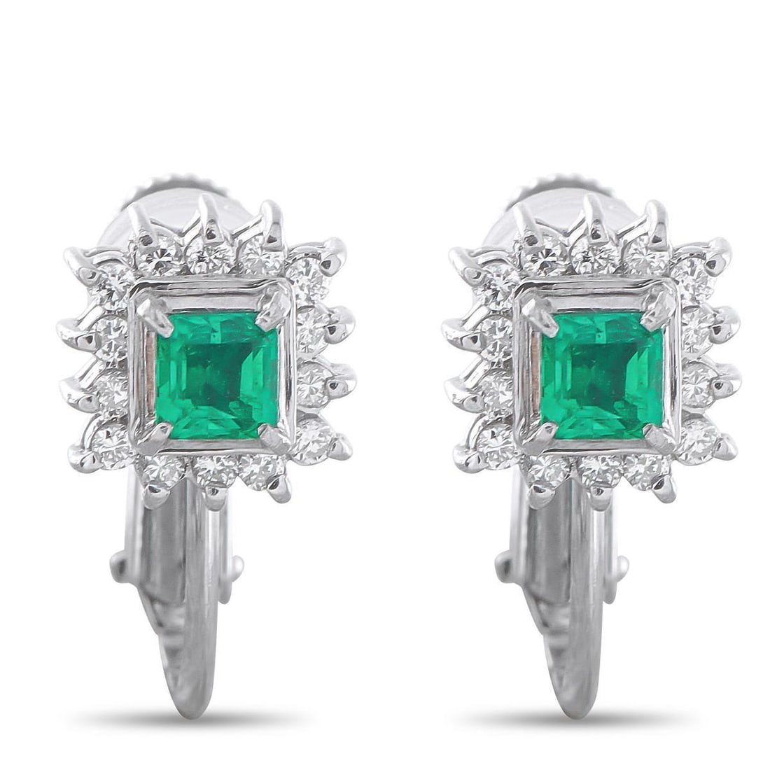PLATINUM 0.21CT DIAMOND AND EMERALD EARRINGS (1 of 3)
