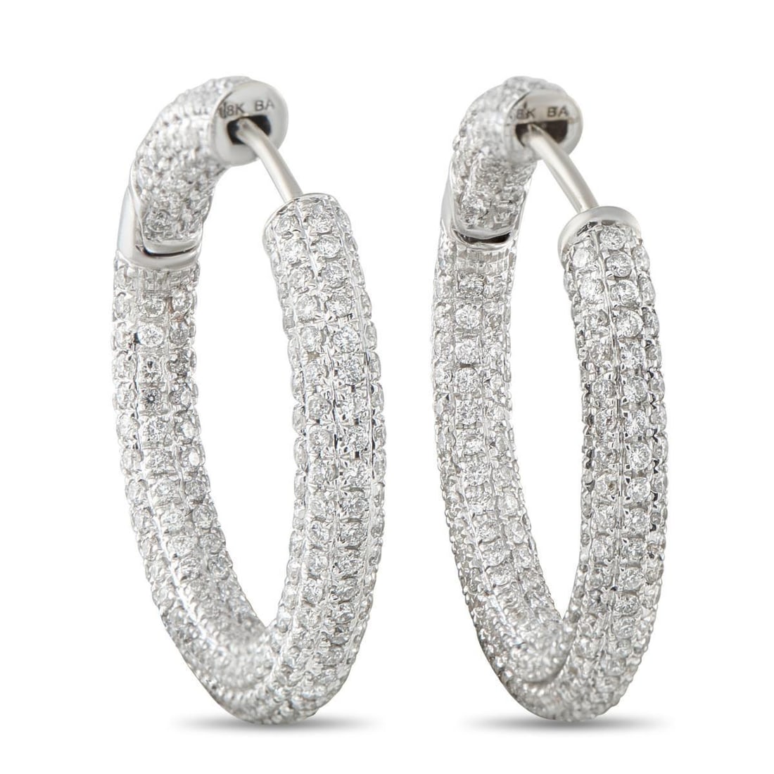 18K WHITE GOLD 3.15CT DIAMOND INSIDE-OUT HOOP EARRINGS (1 of 3)
