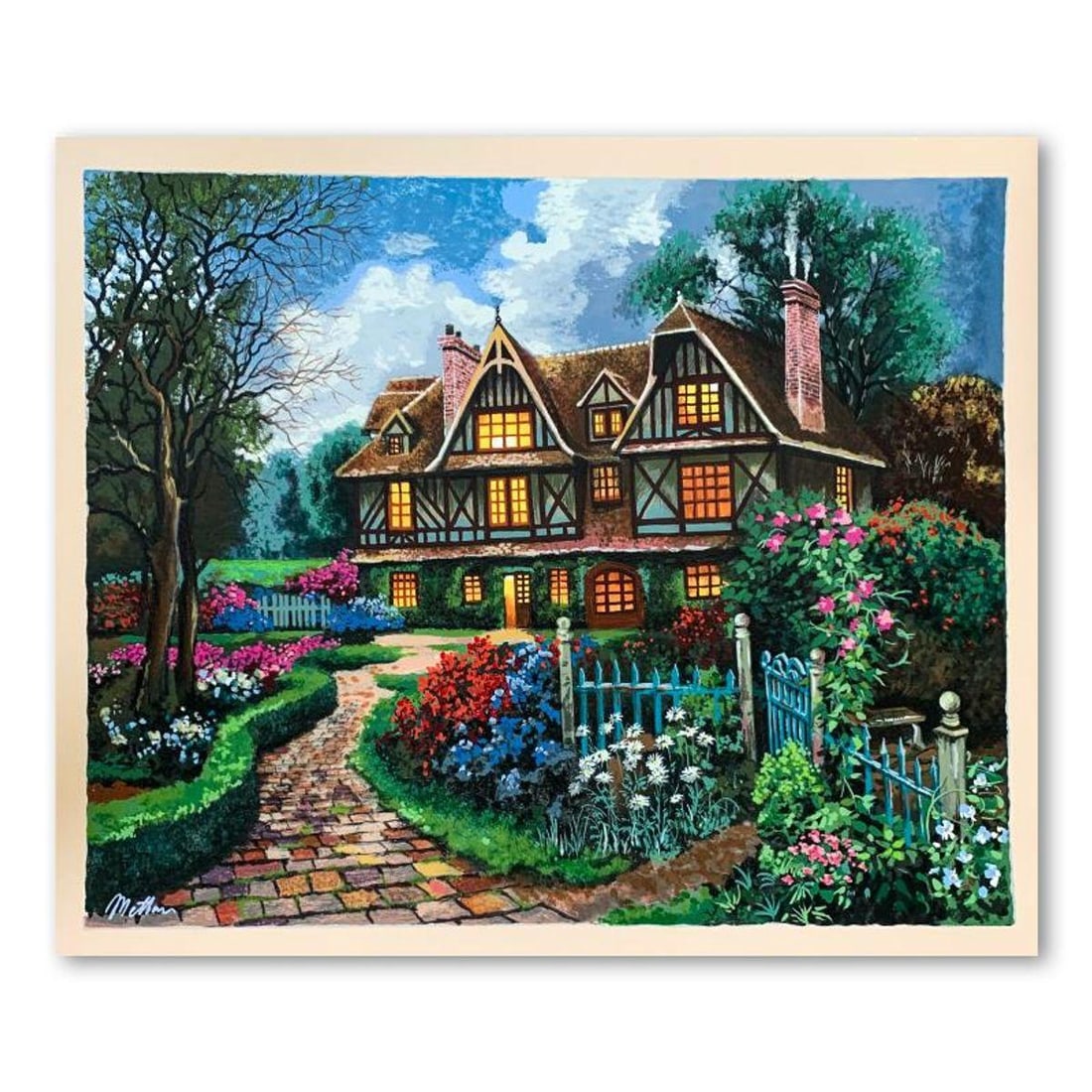 Anatoly Metlan, "Country Cottage" Hand Signed Limited Edition Serigraph on Paper with Letter of: Country Cottage is a limited edition serigraph on paper by Anatoly Metlan. It is numbered and hand signed and includes a letter of authenticity. Measures approximately 18" x 24" (image). Reference#: 9