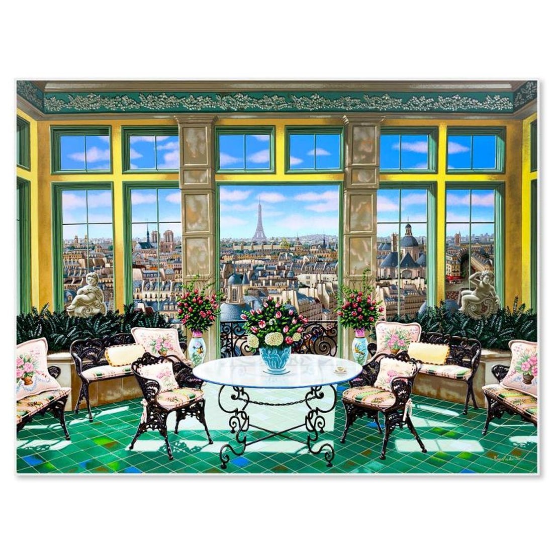 Liudmila Kondakova, "Room with a View" Limited Edition Serigraph on Gesso Board, Numbered and Hand: Room with a View is a limited edition serigraph on gesso board by Liudmila Kondakova, hand signed by the artist. Includes Certificate of Authenticity from Chalk & Vermilion Fine Arts. Measures approx.