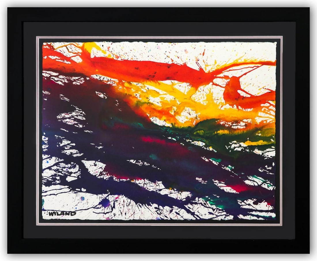 Wyland- Original Watercolor Painting on Deckle Edge Paper "Abstract": Artist: Wyland. Medium: Original Watercolor Painting on Deckle Edge Paper. Title: Abstract. Size: 22" x 30". Measures approx. 32" x 40" (framed). Signature: Hand Signed by the artist. Certificate of A