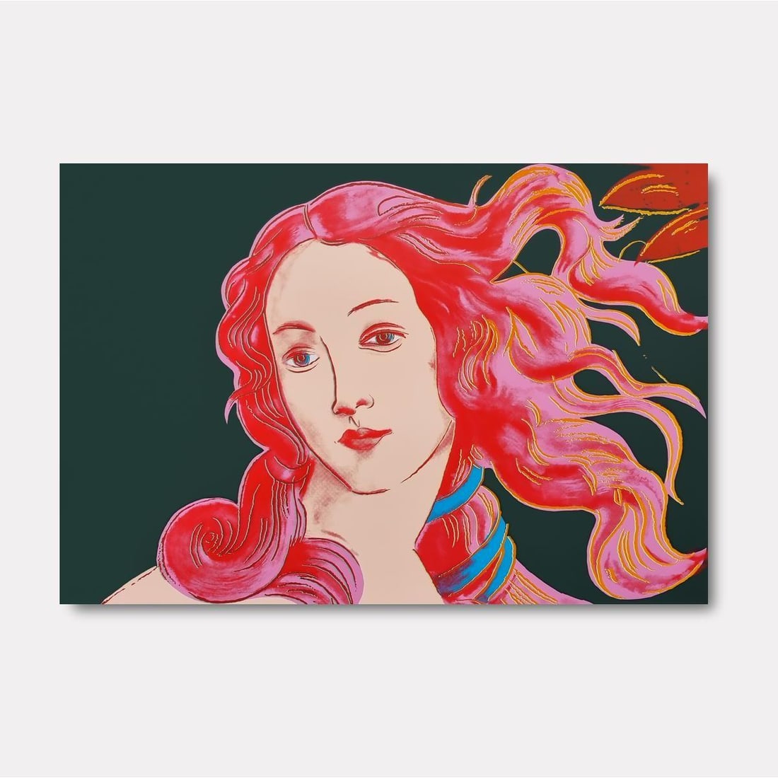 Andy Warhol- Serigraph "Sandro Botticelli, Birth of Venus (Red 11.316)": Artist: Andy Warhol. Medium: Serigraph. Title: Sandro Botticelli, Birth of Venus (Red 11.316). Size: 25.7" x 38". Certificate of Authenticity: Is included. Additional: Edition of 1500.