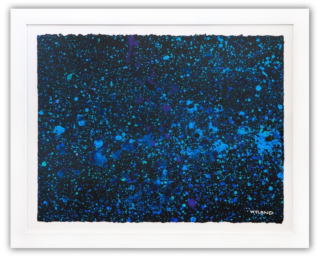 Wyland- Original Watercolor Painting on Deckle Edge Paper "Abstract Drip": Artist: Wyland. Medium: Original Watercolor Painting on Deckle Edge Paper. Title: Abstract Drip. Size: 22" x 30". Measures approx. 29" x 36" (framed). Signature: Hand Signed by the artist. Certificate