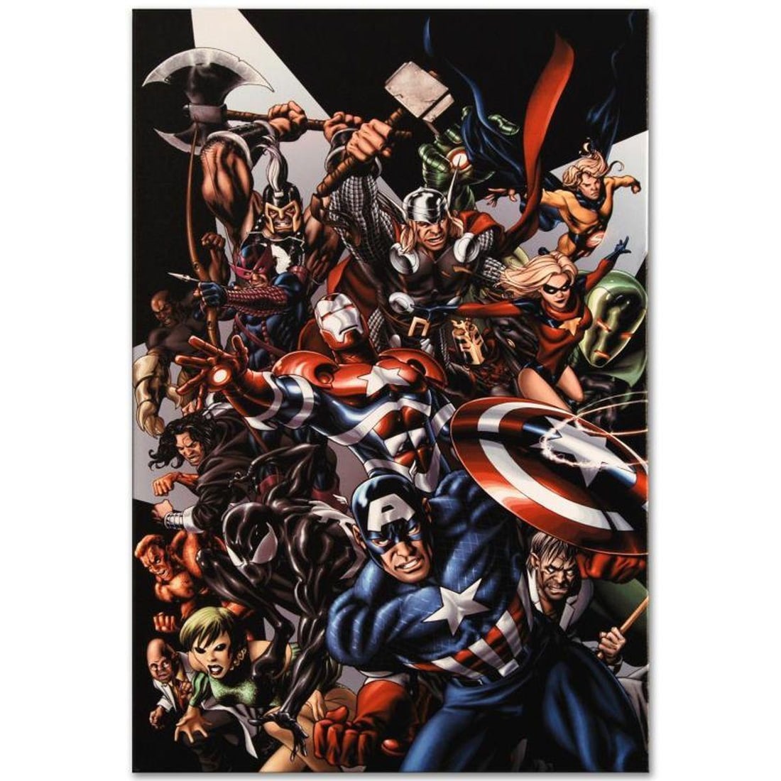 Marvel Comics "Avengers Assemble #1" Numbered Limited Edition Giclee on Canvas by Mike McKone with: A piece of comic book history, this limited edition, from original art by Mike McKone, depicts several classic characters from the Marvel Universe. Michael "Mike" McKone is a British comic book artist