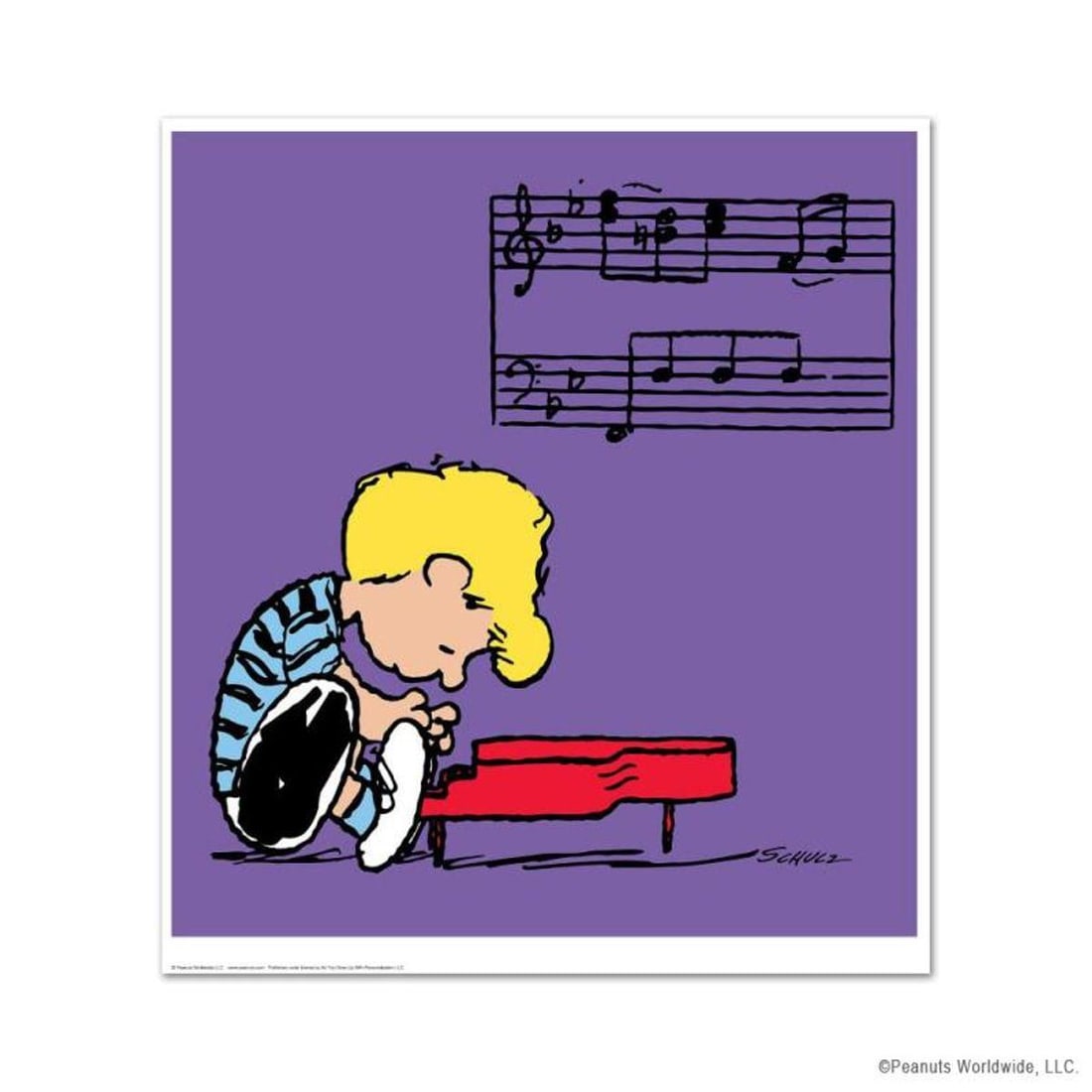 Peanuts, "Schroeder" Hand Numbered Limited Edition Fine Art Print with Certificate of Authenticity.: A vibrant and striking edition portraying the simple yet emotive art of Charles. M. Schulz, creator of PEANUTS . You'll love the color, it really POPS in person! It looks incredible on the wall and wi