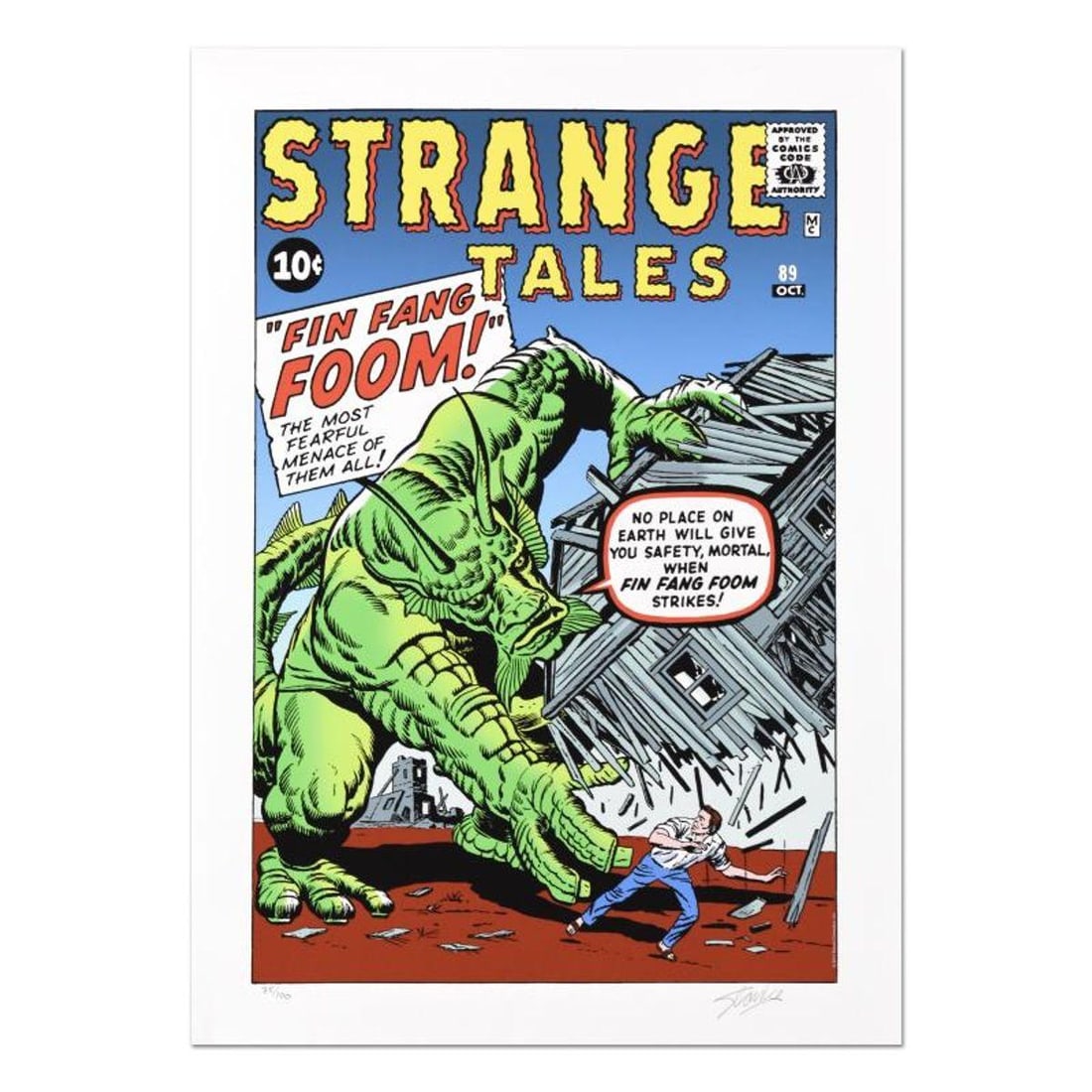 Marvel Comics, "Strange Tales" Limited Edition Giclee, Numbered and Hand Signed by Stan Lee with: Strange Tales is a limited edition giclee on paper presented by Marvel Comics. This piece is numbered and hand signed by the great Stan Lee (1922-2018). Includes Letter of Authenticity. Measures appro
