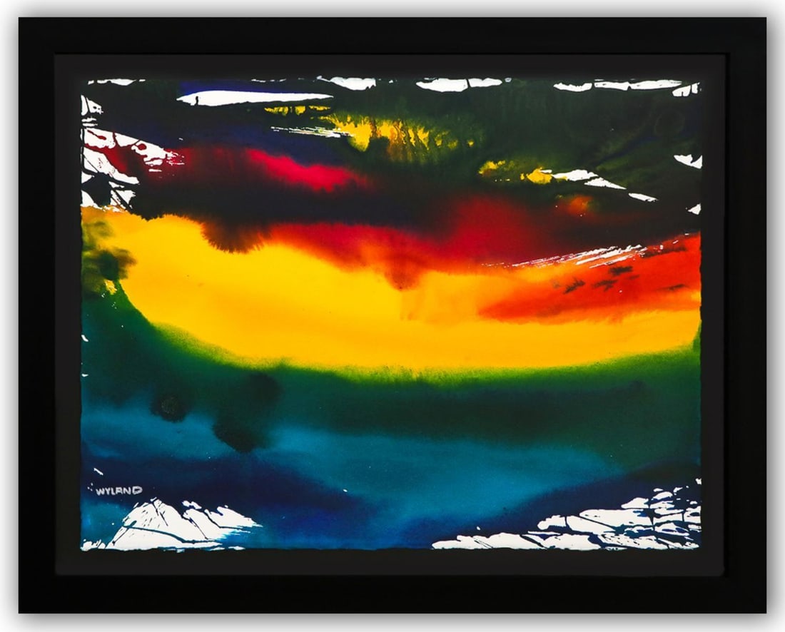 Wyland- Original Watercolor Painting on Deckle Edge Paper "Abstract": Artist: Wyland. Medium: Original Watercolor Painting on Deckle Edge Paper. Title: Abstract. Size: 22" x 30". Measures approx. 29" x 36" (framed). Signature: Hand Signed by the artist. Certificate of A
