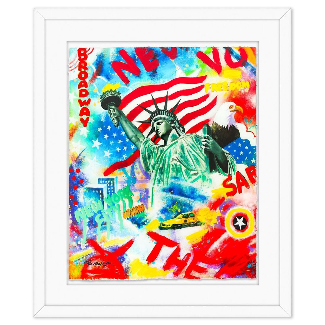 Nastya Rovenskaya- Original Mixed Media on Deckle Edge Paper "Statue Of Liberty" (1 of 2)