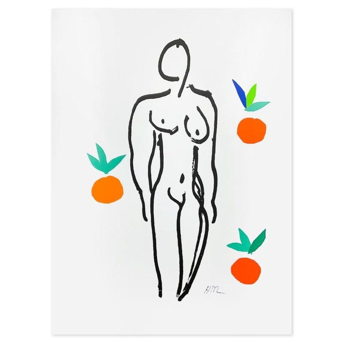 Henri Matisse 1869-1954 (After), "Le Nu aux oranges" Limited Edition Lithograph with Certificate of: Le Nu aux oranges is a limited edition lithograph by Henri Matisse (1869-1954) bearing the plate signature of the artist. This piece comes from an edition of 200 authorized by the Matisse Estate; the