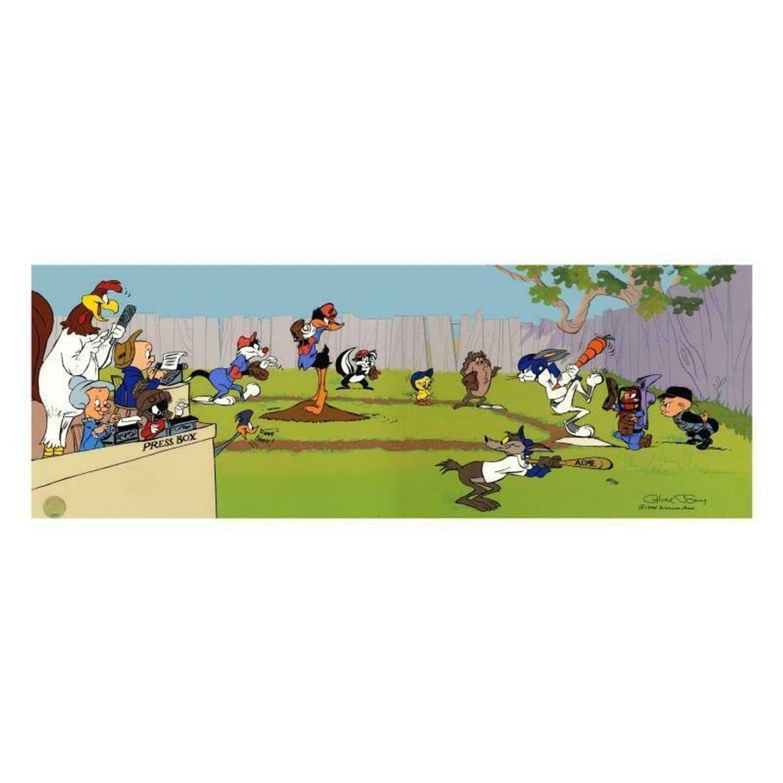 Chuck Jones "Sandlot" Hand Signed, Hand Painted Limited Edition Sericel.: Sandlot is a limited edition animation cel with hand painted coloring on sericel outline. The piece is numbered, hand signed by Chuck Jones (1912-2002), and includes a Certificate of Authenticity! Mea