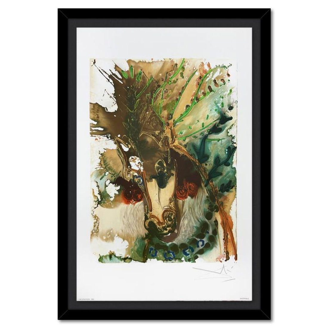 Salvador Dali (1904-1989), "Bucephale" Framed Limited Edition Lithograph (1983), Plate Signed with: Bucephale is a limited edition lithograph by Salvador Dali (1904-1989), bearing the plate signature of the artist. This piece was published by Armand & Georges Israel in 1983 during Dali's lifetime an