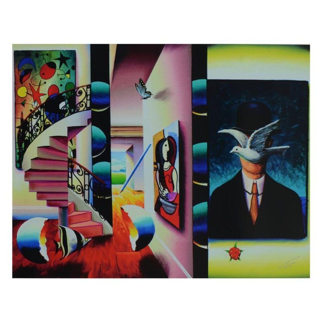 Ferjo, "Man in the Bowler Hat" Limited Edition on Canvas, Numbered and Signed with Letter of (1 of 2)