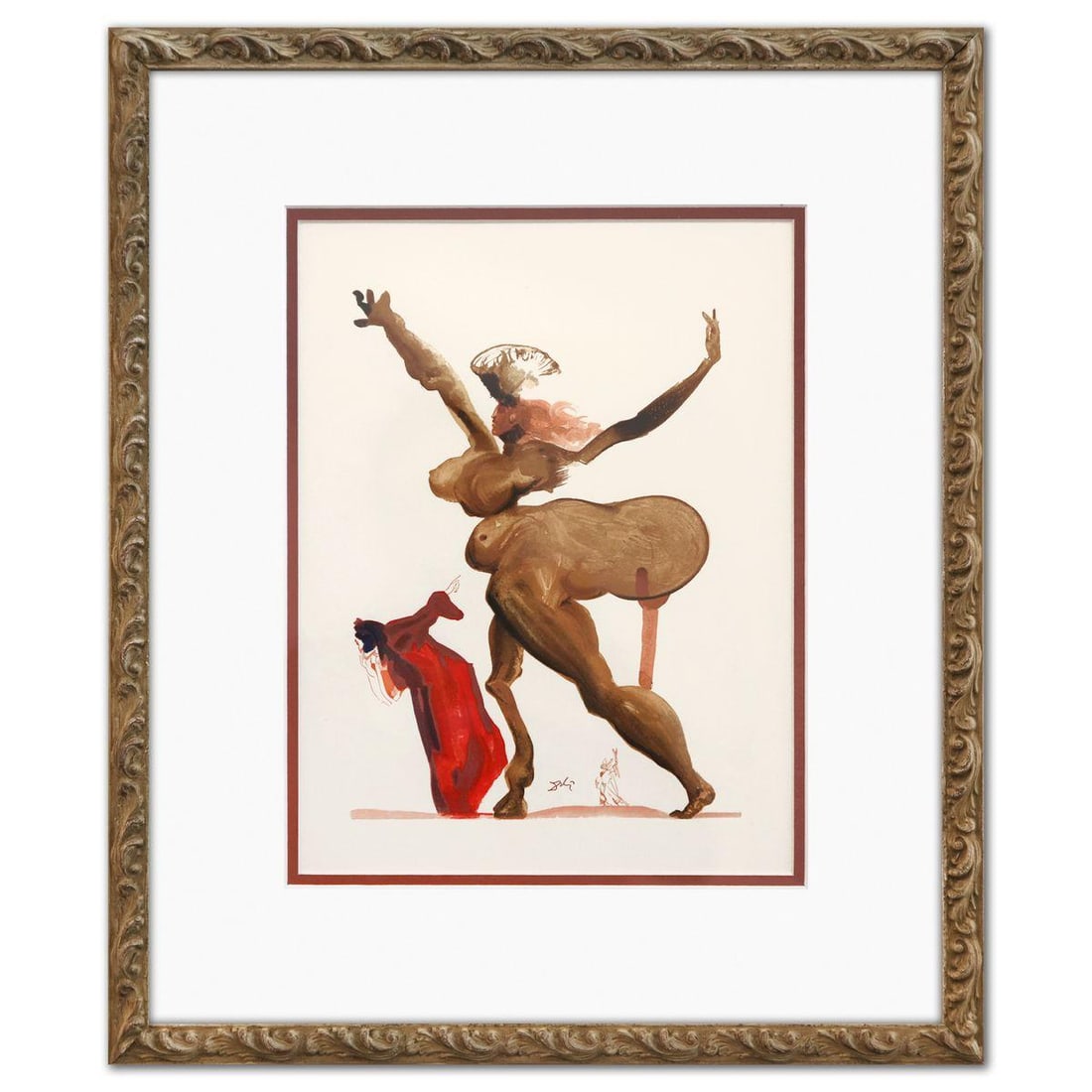 Salvador Dali- Original Color Woodcut on B.F.K. Rives Paper "Inferno 33": Artist: Salvador Dali. Medium: Original Color Woodcut on B.F.K. Rives Paper. Title: Inferno 33. Size: 13" x 10". Measures approx. 19" x 16" (framed). Certificate of Authenticity: Is included. Addition