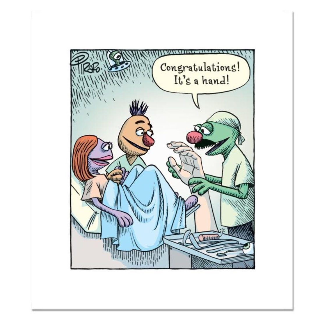 Bizarro, "Muppet Birth" Numbered Limited Edition Hand Signed by Creator Dan Piraro; Letter of: Muppet Birth is a limited edition giclee on paper by Dan Piraro, creator of the critically acclaimed and award winning comic strip, Bizarro! This piece is numbered and hand signed by the artist and in