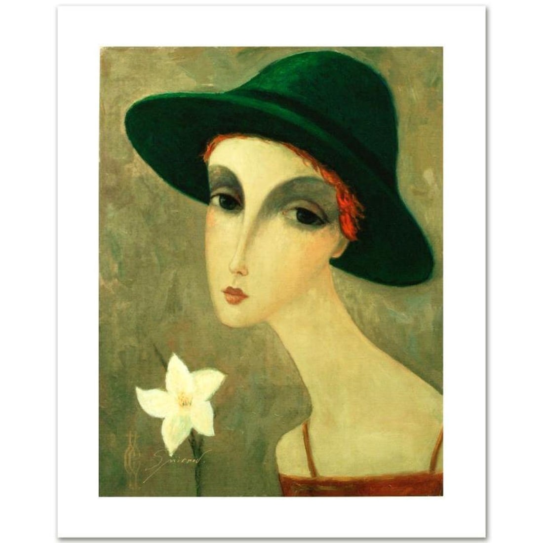 Sergey Smirnov (1953-2006), "Natalia" Limited Edition Mixed Media on Canvas, Numbered and Hand: Combining time-honored religious icon painting with western style portraiture, the hauntingly beautiful art of Sergey Smirnov (1953-2006) is inspired by the 'Parsuna' art movement. "Natalia" is a limi