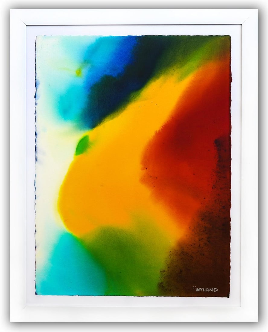 Wyland- Original Watercolor Painting on Deckle Edge Paper "Abstract": Artist: Wyland. Medium: Original Watercolor Painting on Deckle Edge Paper. Title: Abstract. Size: 30" x 22". Measures approx. 36" x 29" (framed). Signature: Hand Signed by the artist. Certificate of A