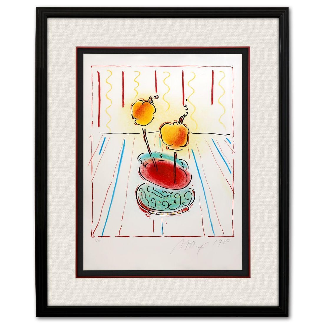 Peter Max- Vintage Lithograph: Artist: Peter Max. Medium: Vintage Lithograph. Size: 27" x 20". Measures approx. 40" x 32" (framed). Signature: Hand signed and numbered. Additional: 40/165. Reference#: 10123.