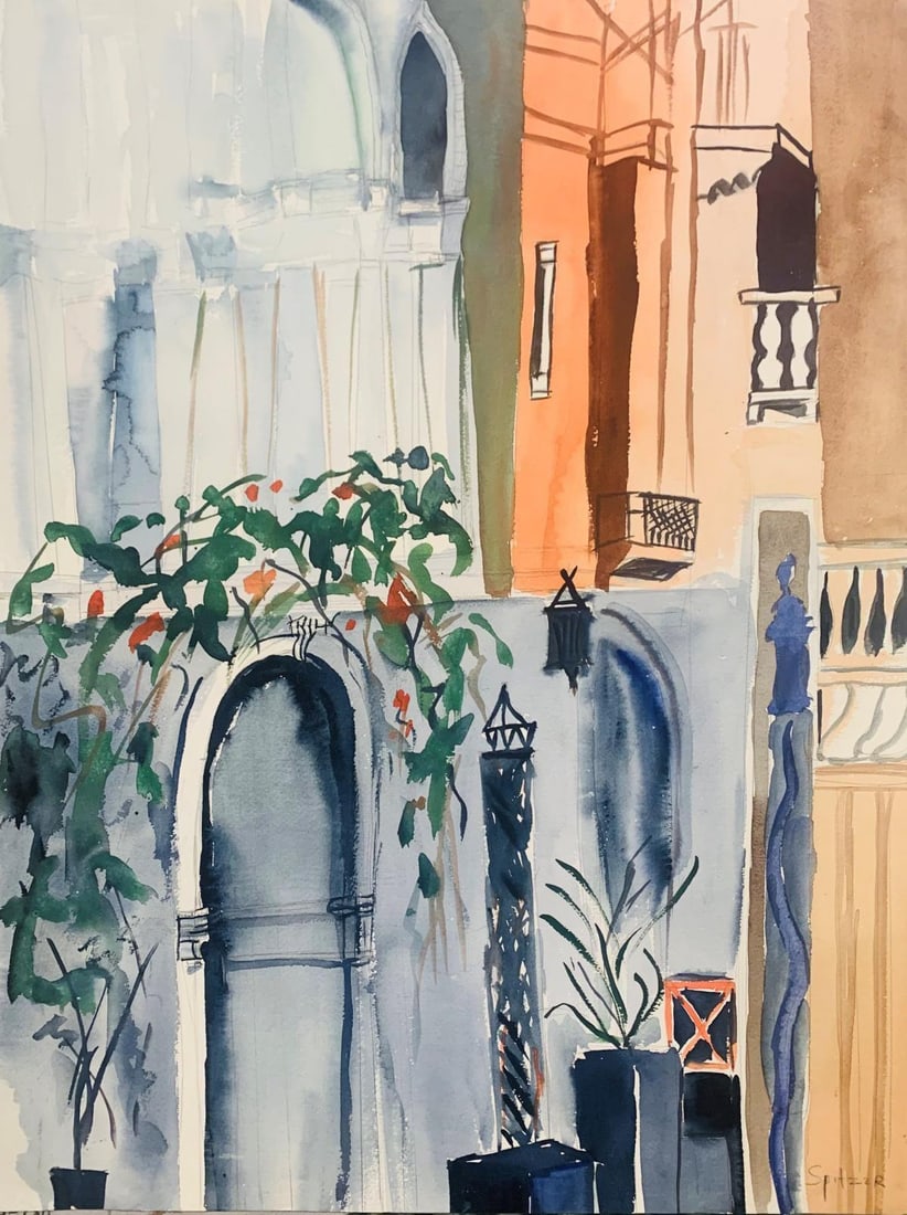 Spitzer- Original watercolor painting on paper: Artist: Spitzer. Medium: Original watercolor painting on paper . Size: 18" x 24". Signature: Signed. Reference#: 37478.