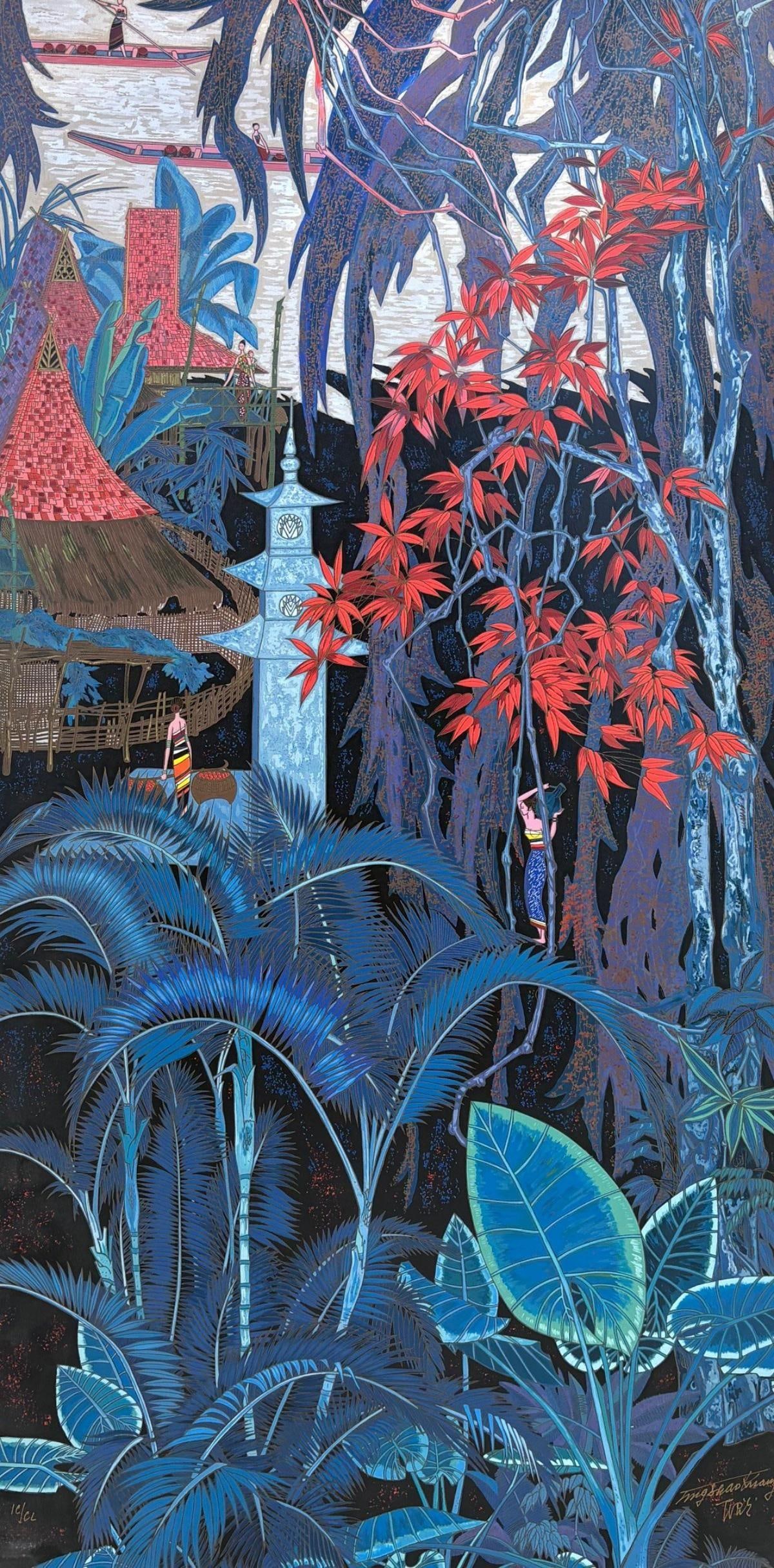 Ting Shao Kaung- Limited Edition silk screen on paper: Artist: Ting Shao Kaung. Medium: Limited Edition silk screen on paper. Size: 24" x 48". Signature: Hand Signed and numbered. Reference#: 80717.